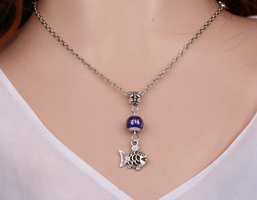 Ожерелье с полыми золотыми рыбками подвеска винтажное серебряное ожерелье-чокер