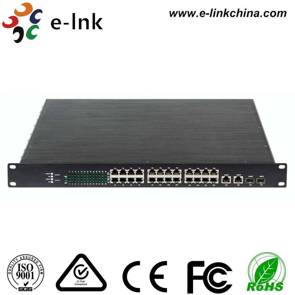 Управляемый веб смартфон 24 порта 10/100Base TX (PoE +) + 2 10/100/1000Base T/SFP комбинированный