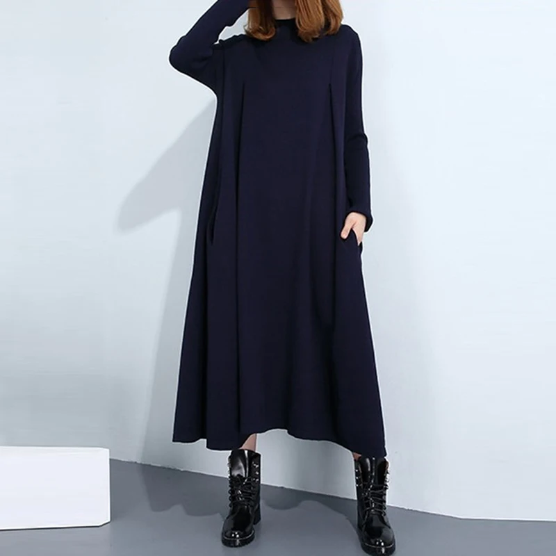 Женское сексуальное длинное платье с высоким воротником и длинным рукавом