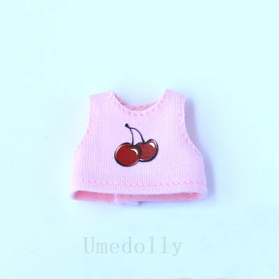 pink vest 1 шт., милый джинсовый комбинезон или жилет для куклы Ixdoll, Middle Blyth, Blyth, Holala, Ob11, комбинезон для куклы, аксессуары для одежды - Цвет: pink vest