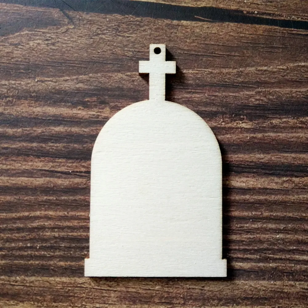 

10 шт. деревянная надгробная плита с крестиком, сделай сам, украшение, скрапбукинг, дерево, искусство, ремесло, украшение для вечеринки на Хэл...