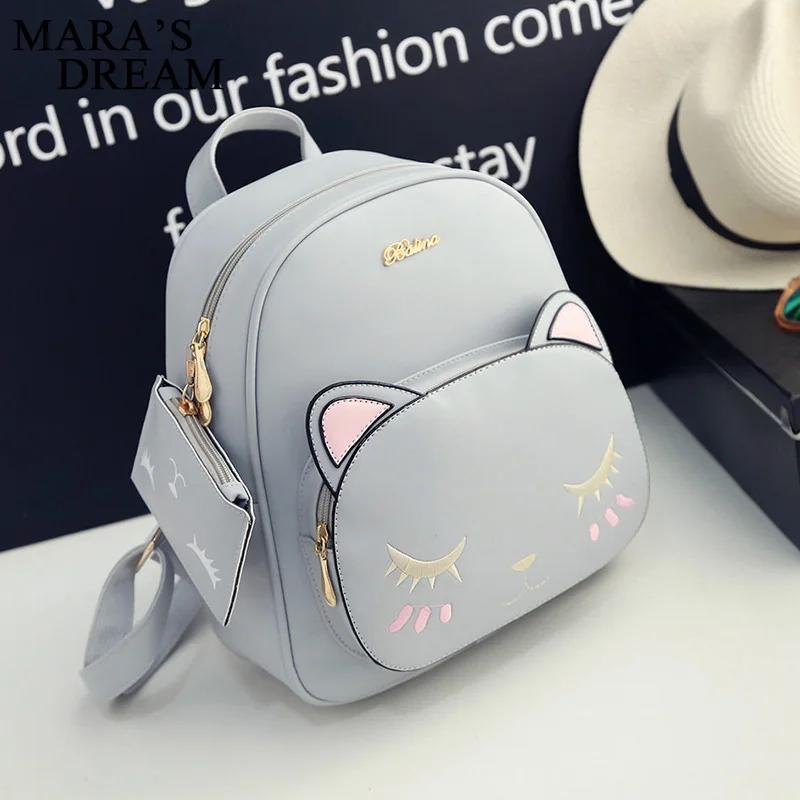 Женский рюкзак с рисунком кота Mara's Dream школьный из искусственной кожи для