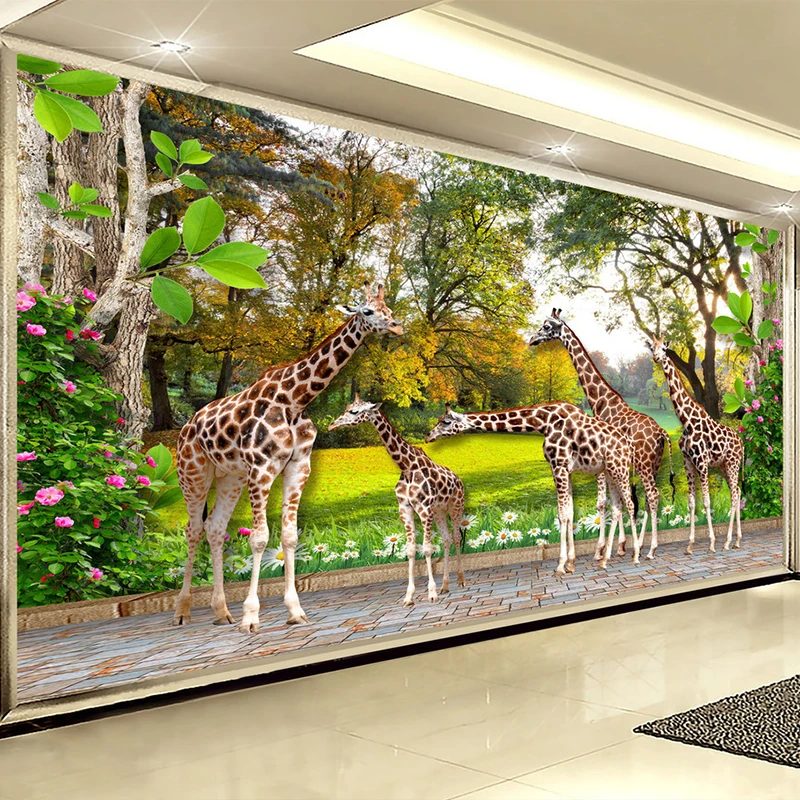 3D обои с изображением животных жирафа леса|papel de parede|de paredeforest photos |