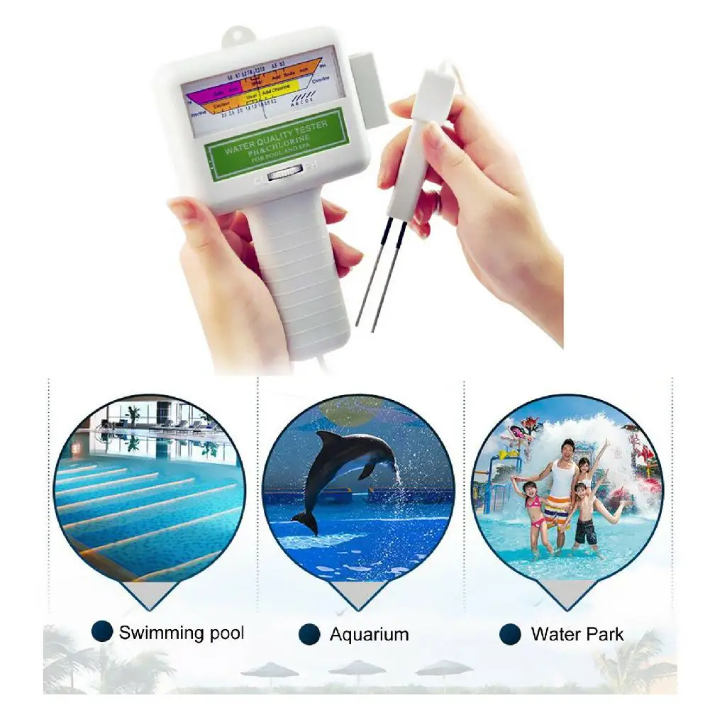 

LanLan PH CL2 Chlorine Tester Digital Water Quality Monitor for Pool Spa PH Meter FB(No Battery)