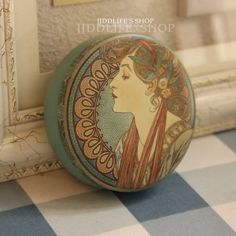 Круглая жестяная коробка в ретро стиле контейнер для хранения косметики и