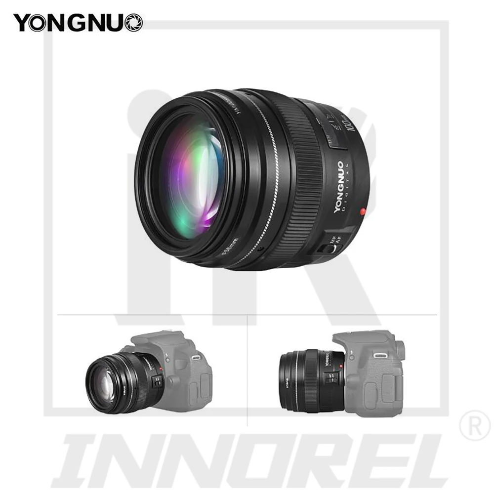 YONGNUO yn100мм F2 AF/MF Средний телеобъектив для камеры Canon EOS DSLR 100 мм фиксированный