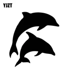 YJZT 14,6 см * 16,1 см Виниловая наклейка с изображением дельфина для украшения кузова автомобиля, черныесеребряные фотонаклейки