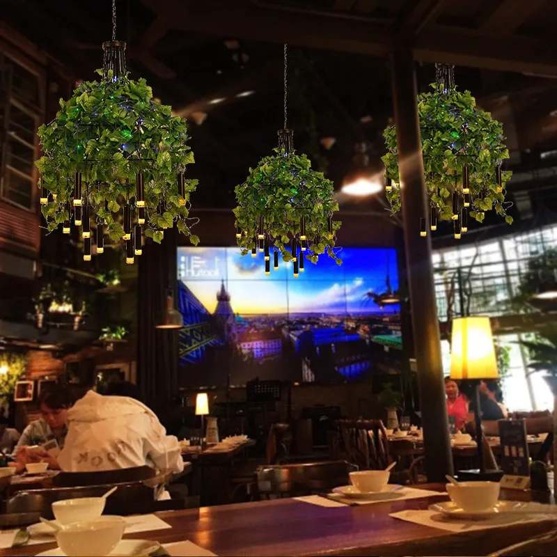 구매 음악 식사 바 샹들리에 남자 커피 레스토랑 녹색 식물 조명 산업 바람 별이 빛나는 식물 샹들리에