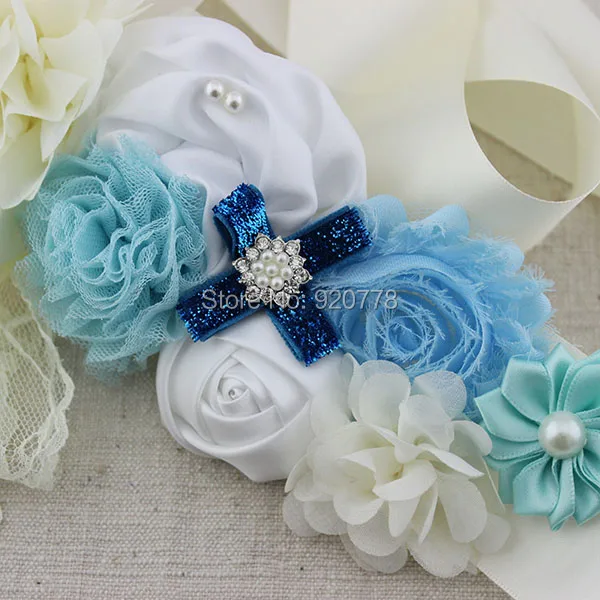 2 шт./компл. светло голубой цвет слоновой кости Цветочный Пояс повязка на голову