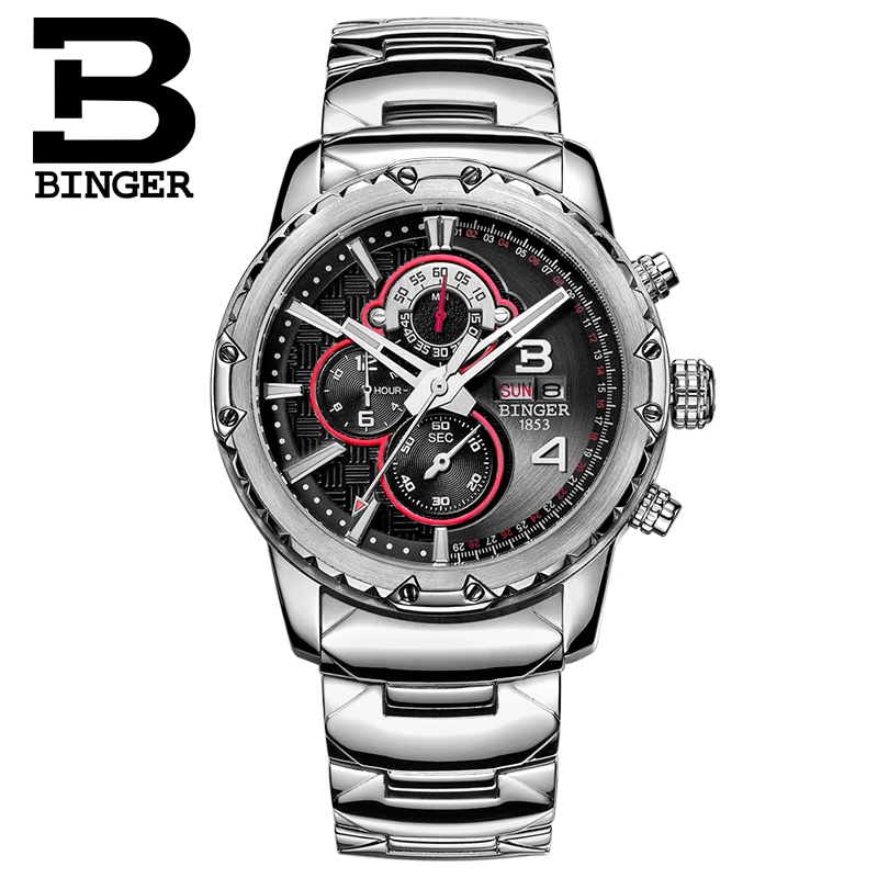 Switzerland мужские часы люксовый бренд кварцевые бингера многофункциональные