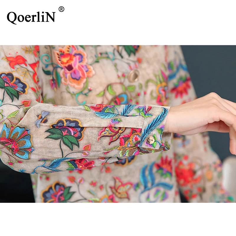 Женская блузка с длинным рукавом QoerliN винтажная из искусственного шелка v