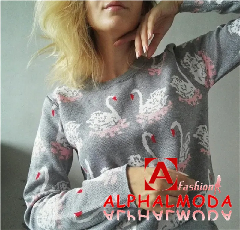 [ALPHALMODA] зимний женский вязаный свитер с узором и юбки, комплект из 2 предметов, фирменный дизайн, популярный узор, комплекты одежды