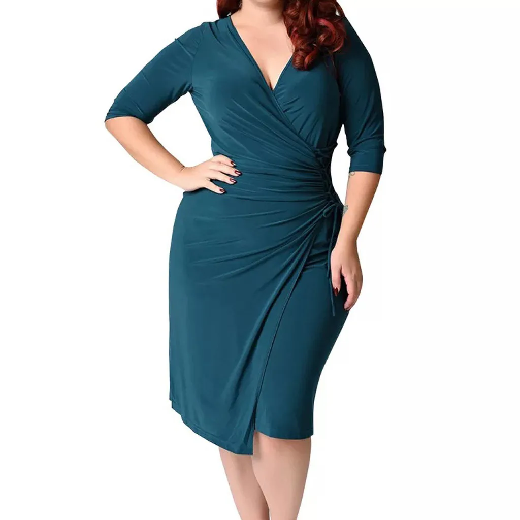 Летние женские сексуальные платья больших размеров с глубоким v образным вырезом