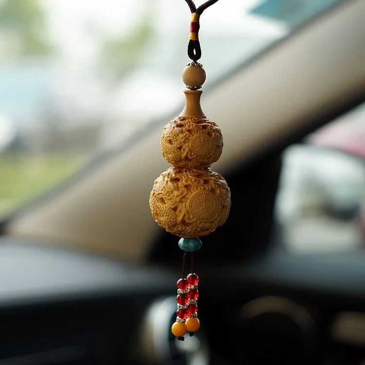 Delicate Lovely Chinese Traditional Handicrafts Lucky Boxwood Gourd Carved with Beautiful Dragon Design | Дом и сад
