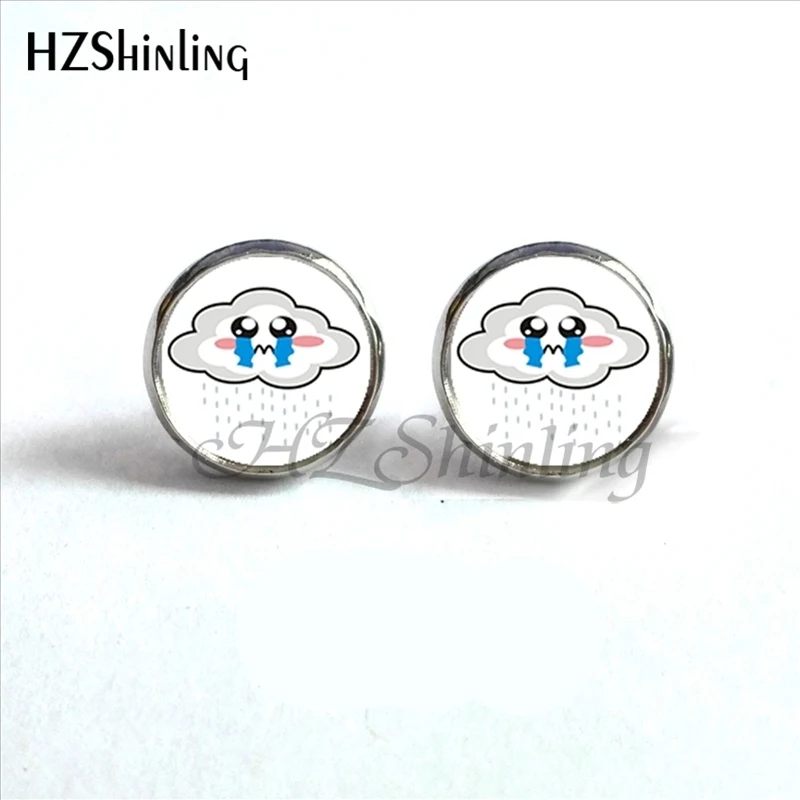 Новое поступление радужные и дождевые серьги Мультяшные облачные стеклянные