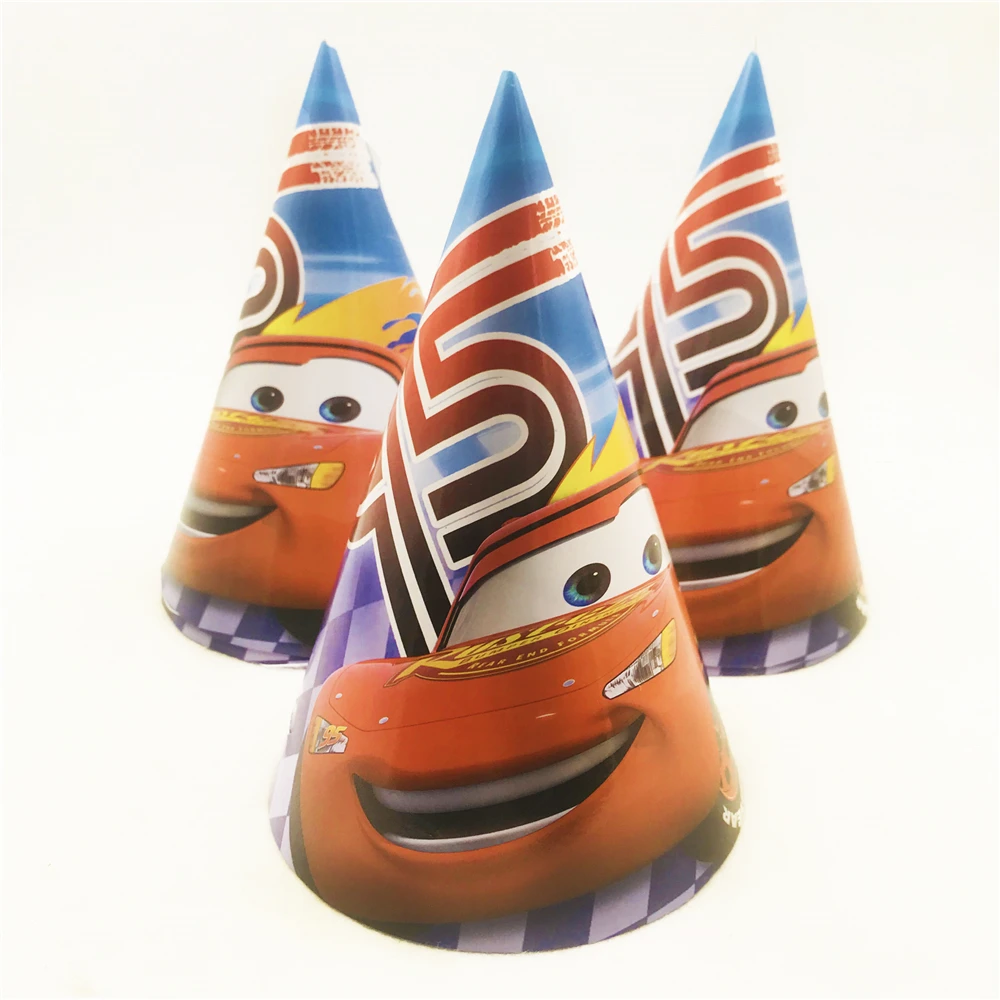 6 шт./компл. Lightning Mcqueen Бумага Шапки детский праздничный костюм поставки Babyshower праздничные колпаки с днем рождения партия поставок пользу