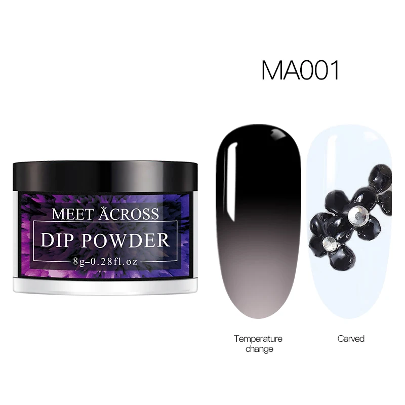 MEET ACROSS 8g Thermal Color Changing Dipping Nail Powder Temperature Change Acrylic Glitter Dust Pigment Natural Dry Decoration - Цвет: AS04099