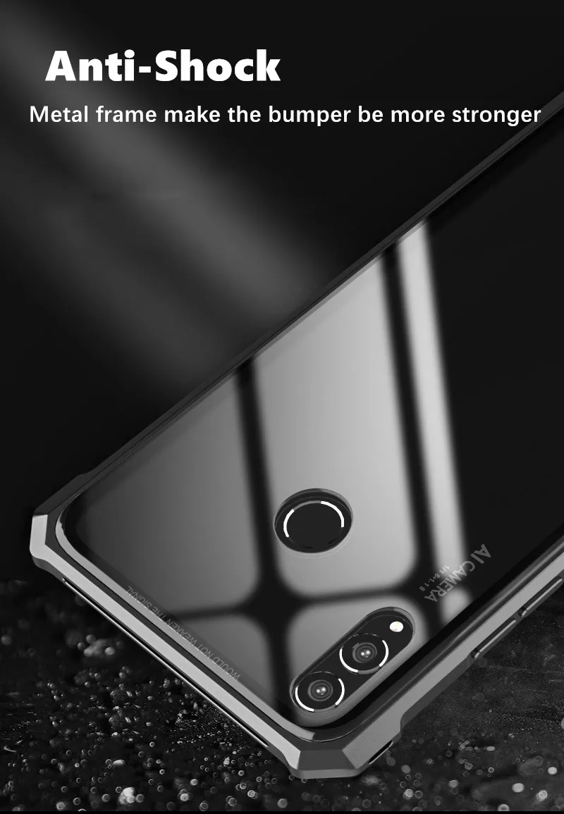 Роскошный чехол для huawei Honor 8X/8X Max/Enjoy Max, алюминиевая металлическая рамка, бампер и прозрачная задняя крышка из закаленного стекла funda