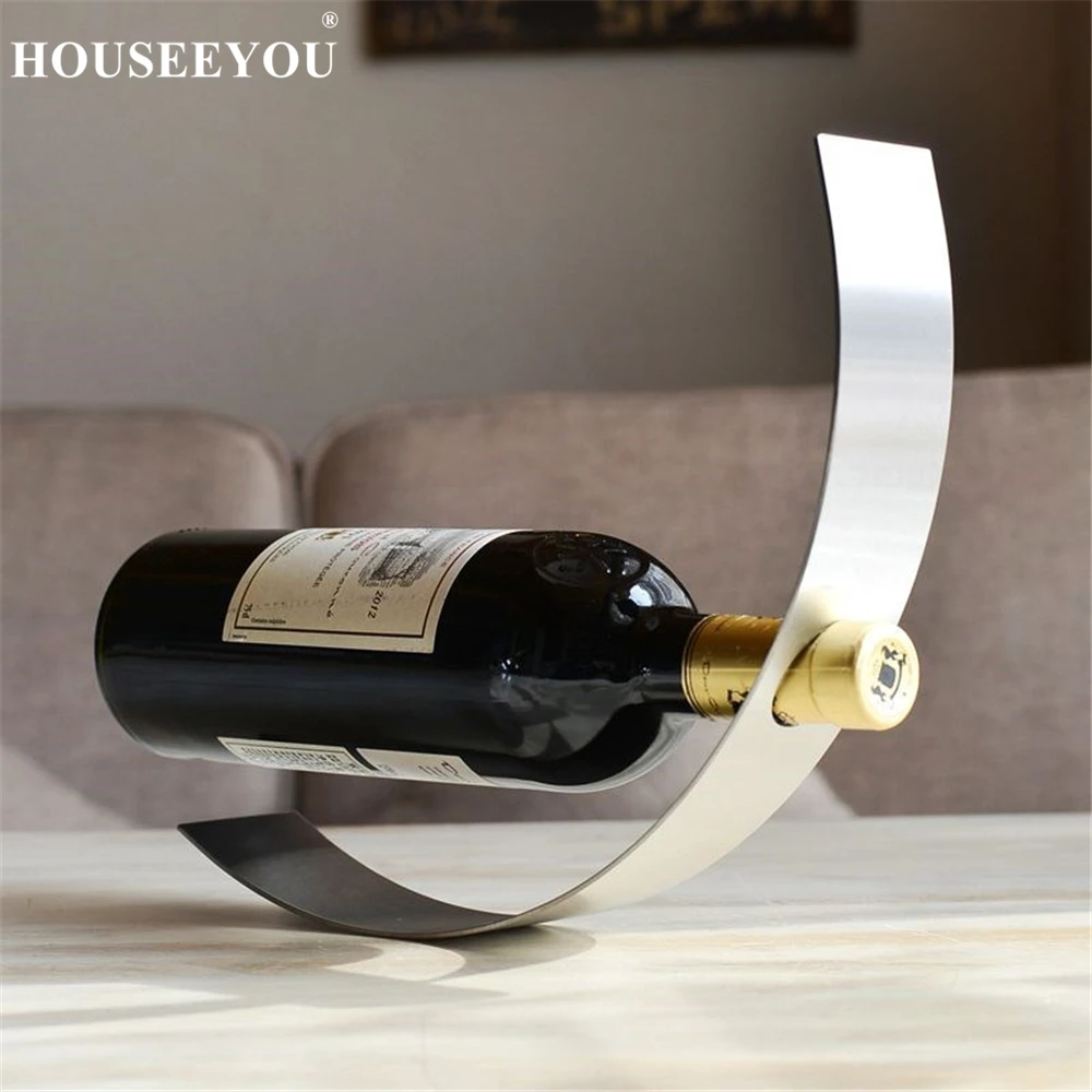 Creative Letter C Design 304 Stainless Steel Wine Rack Bottle Holder Stemware Shelf Display Organizer Home Decor Crafts | Дом и сад