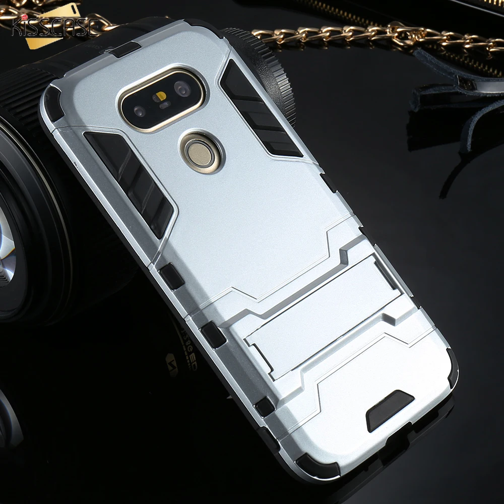 KISSCASE Гибридный Броня телефон чехлы для LG G5 G4 2 в 1 Combo задняя крышка Kickstand Чехлы