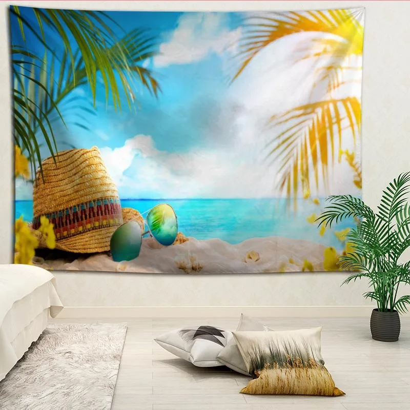 

New Arrival Beach Tapestry Hanging Blanket background wall bedroom Home Art Tapestries Decor Customize your image