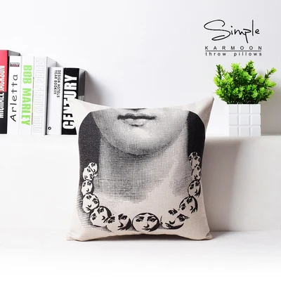 Нордические фигурки Fornasetti Art Master Home Декоративная Подушка плотная льняная наволочка диванная подушка - Цвет: O