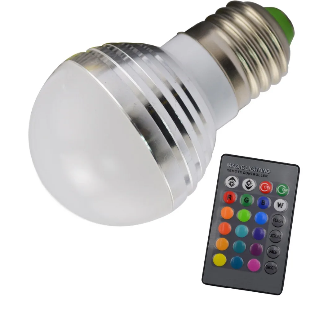 E27 E14 светодиодная 16 видов цветов лампа RGB 3 Вт Светодиодная точечная с