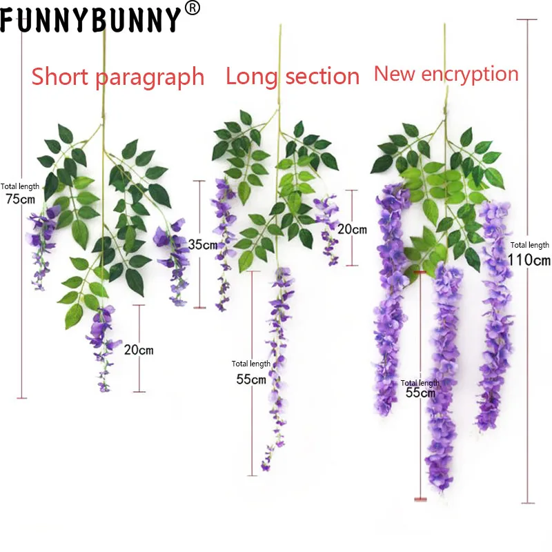 FUNNYBUNNY искусственная Глициния лоза ротанга Висячие Гирлянда цветков глицинии