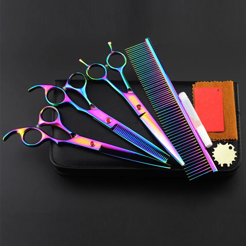 4 kit Professional japan pet 7 inch hot shears cutting hair scissors dog grooming clipper thinning barber hairdressing | Красота и
