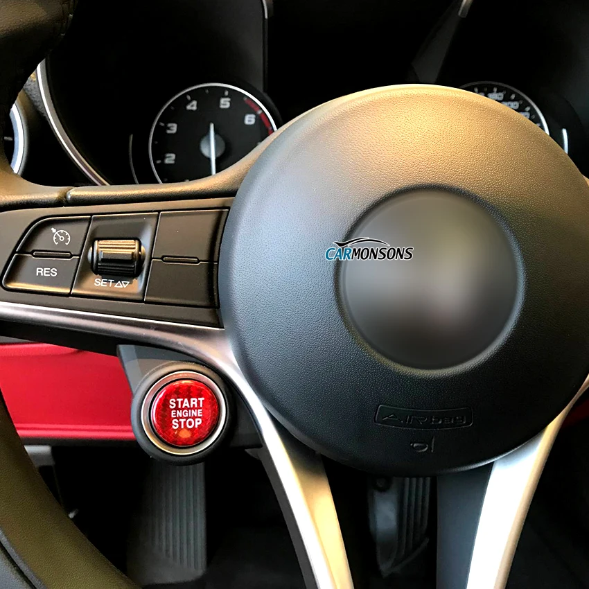 Carmonsons для Alfa Romeo Stelvio Giulia Углеволокно кнопка запуска двигателя накладка наклейки