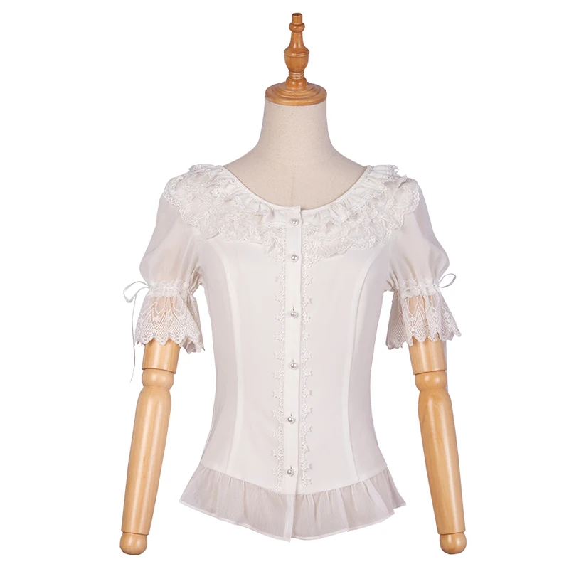 Женская белая шифоновая блузка с коротким рукавом Lolita Top by YLF | одежда