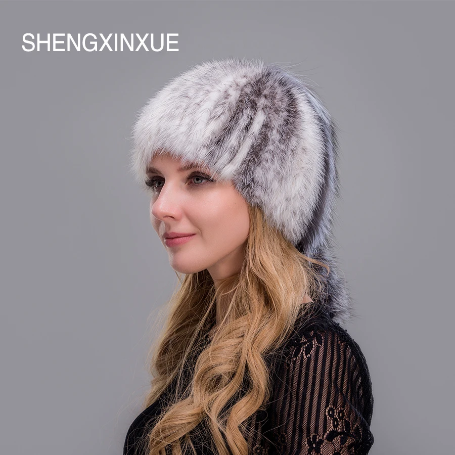 Женская шапка JIQIUZHANXUEFEI из лисьего меха норки зимняя для детей зима 2019 | Аксессуары
