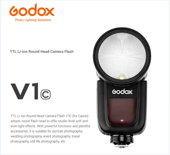 Godox V1 флэш-V1C V1N V1S V1F V1O ttl 1/8000s HSS Литиевая Батарея Вспышка Speedlite для цифровой зеркальной камеры Canon Nikon sony Fuji Olympus