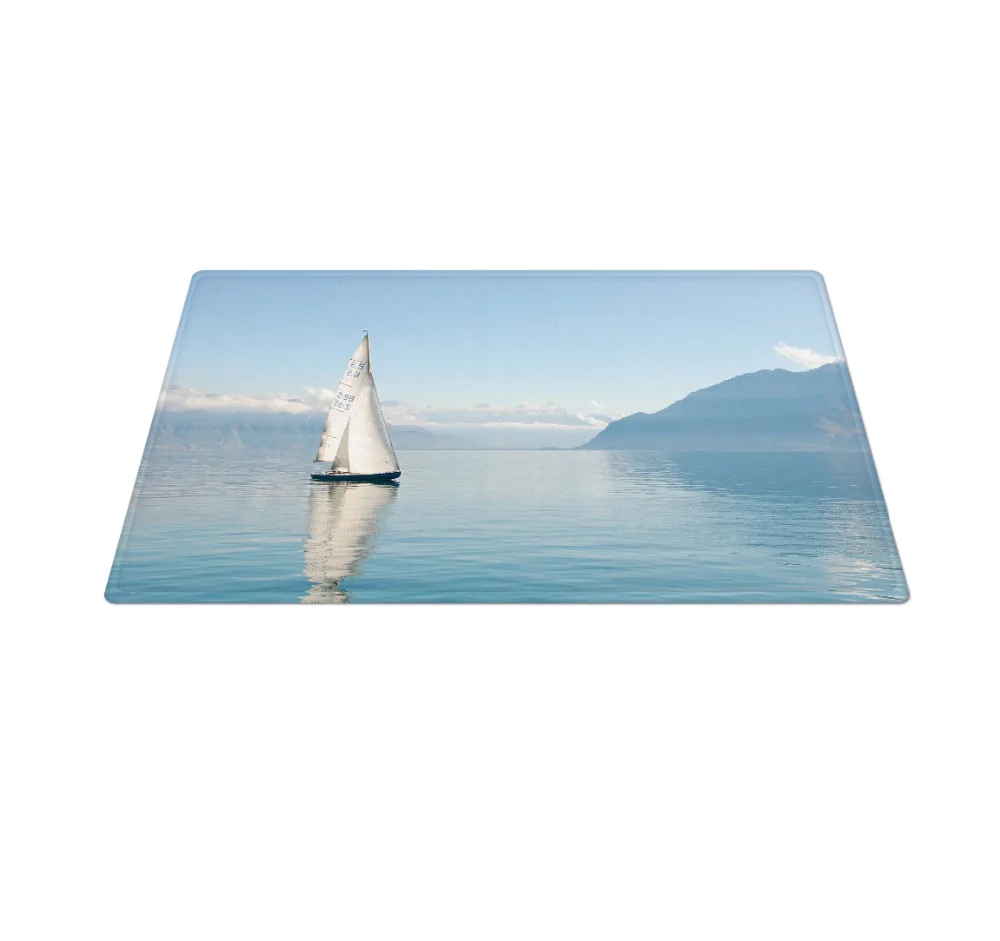 Синяя белая Парусная шторка любого размера с синим пейзажем занавеска для душа