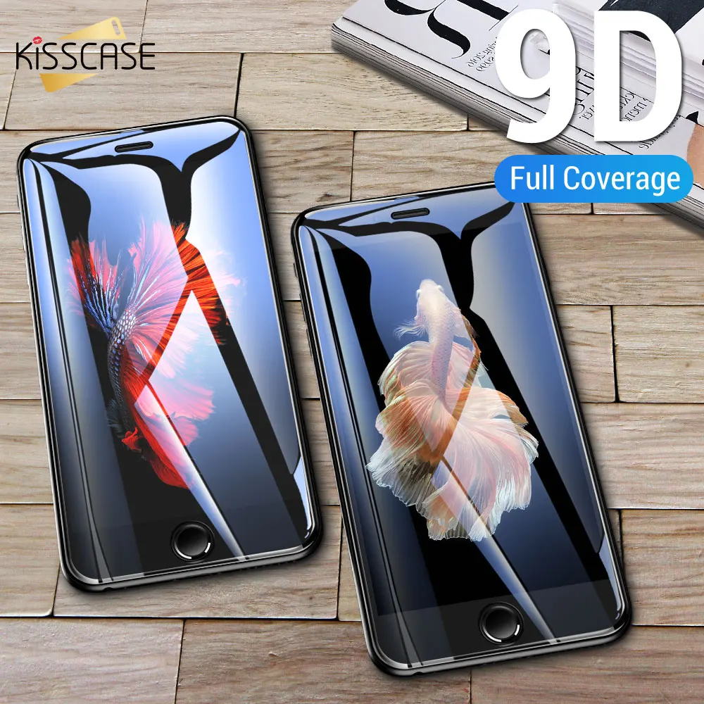 Защитное закаленное стекло 9D для iPhone 11 8 7 Plus Pro Max XR XS X 6 Plus|Защитные стёкла и плёнки