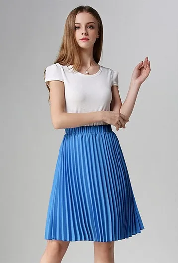 

Women Chiffon Pleated Skirt Vintage High Waist Tutu Skirts Womens Saia Midi Rokken 2019 Ladies Summer Skirt Style Jupe Femme