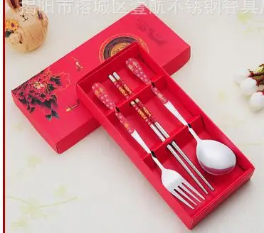 Оптовая цена 200 компл./лот из нержавеющей стали Ложка Вилка и набор палочек для