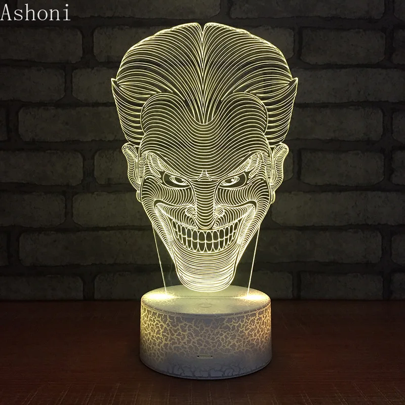 Настольная лампа 3D Joker с изменяемым настроением RGB 7 цветов вечерние настольные