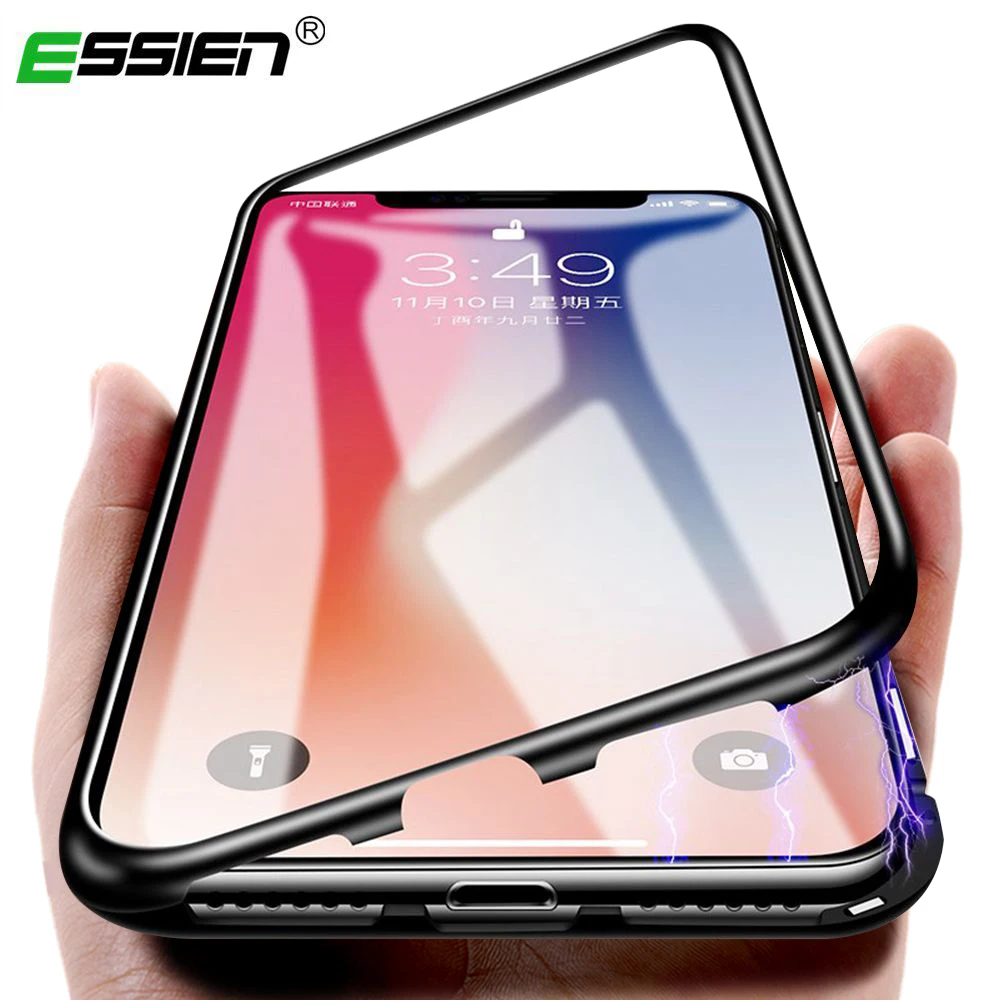 Ультра Магнитная Адсорбция металла стекло чехол для iphone X 10 8 7 6 S Plus задняя крышка