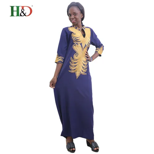 H& D Африканское Макси-платье для женщин, одежда vetement africaine femme, Вышитое Платье из традиционного батика, одежда Дашики - Цвет: Black blue