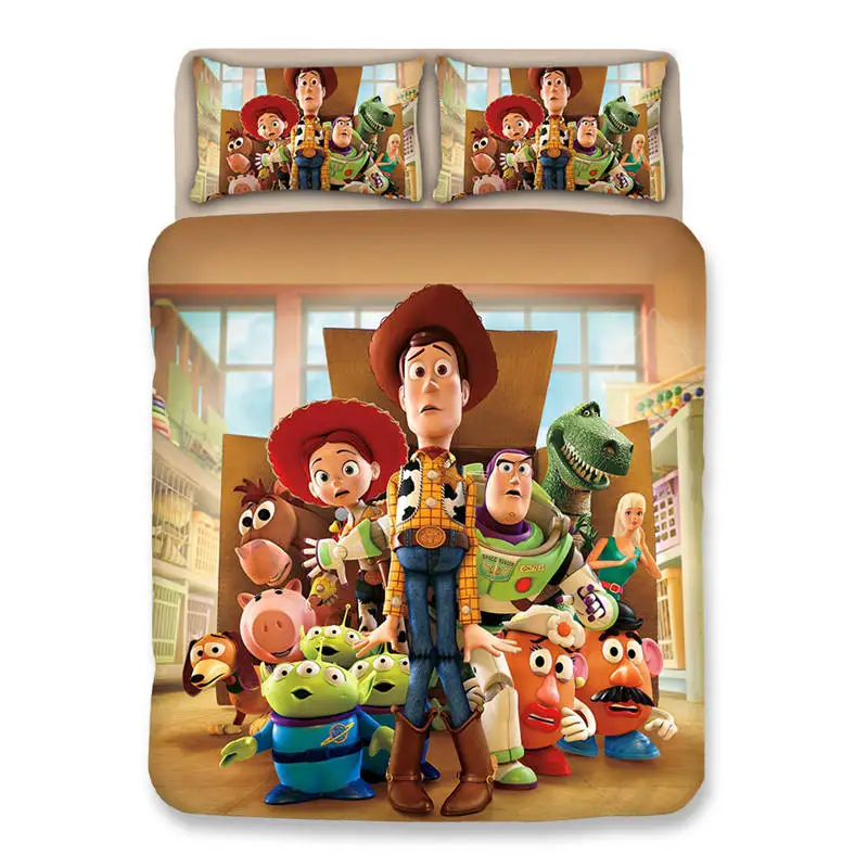 Набор постельного белья disney Toy Story, двойной размер, пододеяльник, набор для детей, домашний декор, постельное белье king queen, Комплект постельного белья из 3 предметов для мальчиков