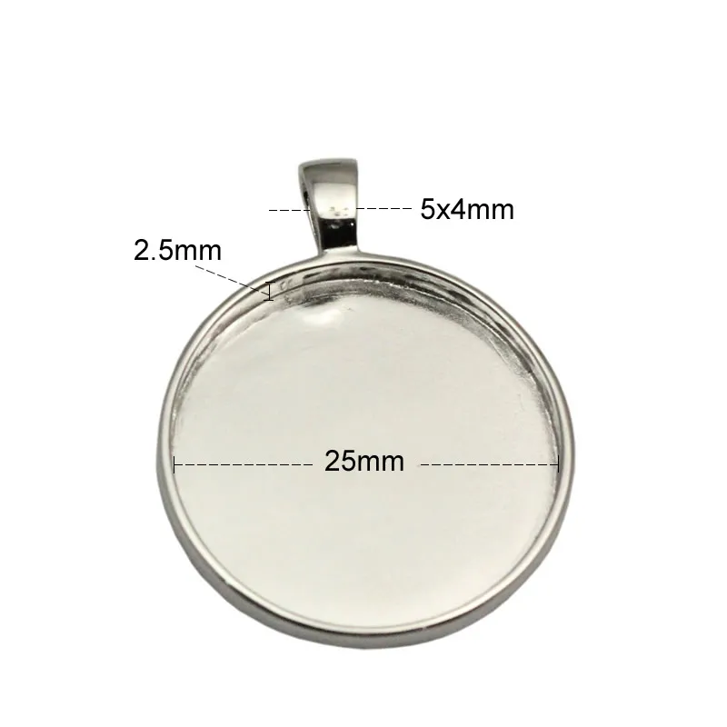 platinum Beadsnice ID33659smt17 DIY ювелирные изделия высокого качества Серебряный ободок чашки 925 Серебро 925 пробы, для кабошона основание 25 мм круглый ободок лоток - Окраска металла: platinum