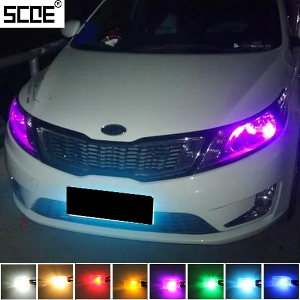 Автомобильный Стайлинг SCOE 2x1 2SMD, светодиодсветодиодный лампа для габарисветильник огней, источник света для Kia Rio K2, желтый, красный, фиолетовый, зеленый, кристально-синий