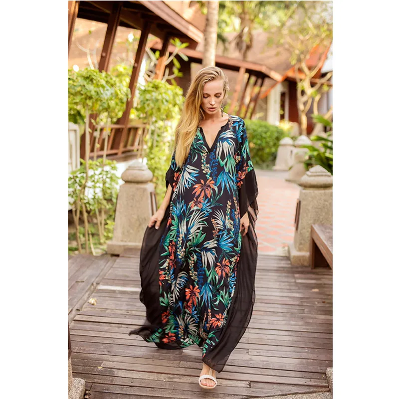 Платье с v-образным вырезом и рукавами летучая мышь | Женская одежда