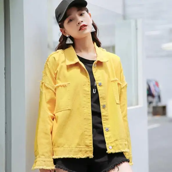 5 видов цветов женская джинсовая куртка однотонная хипстерская с карманами