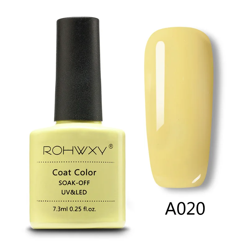 A020 ROHWXY, 60 цветов, УФ-гель для ногтей, дизайн ногтей, Гель-лак, блестящий, отмачивается, лак для маникюра, лак для ногтей, Гель-лак - Цвет: A020