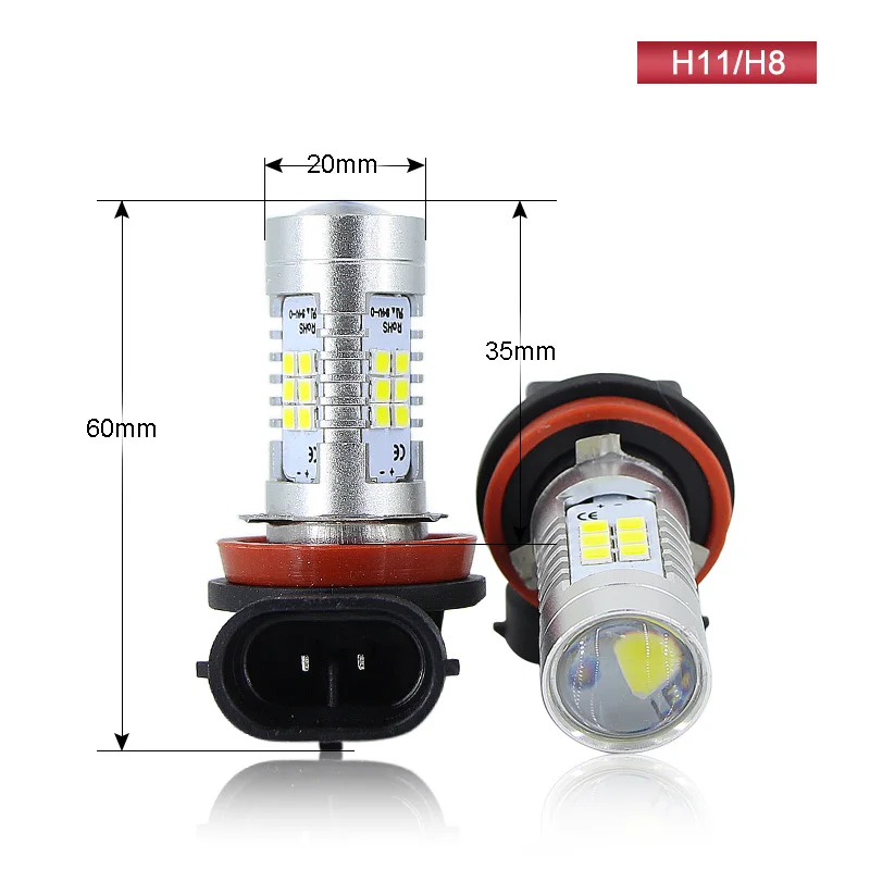 2x Led CanBus H8 H11 Противотуманные фары лампа + декодер дневная без ошибок DRL H16JP