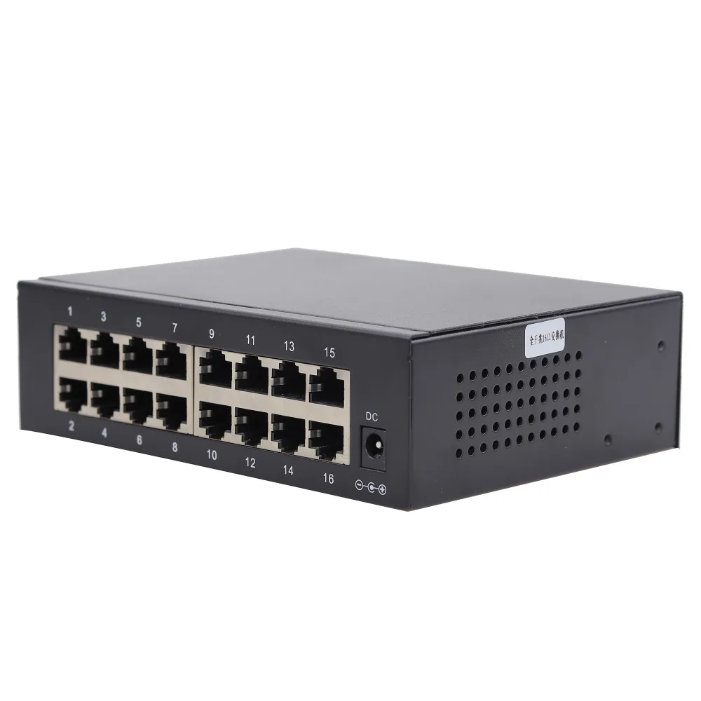 Высококачественный металлический чехол Gigabit Ethernet коммутатор 1000 Мбит/с Rj45 16