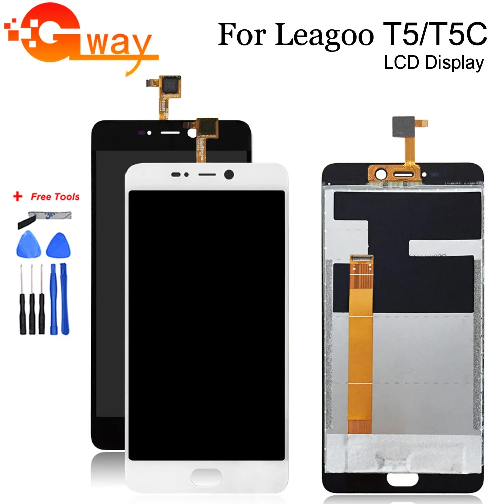 Черный/белый 5 &quotдля Leagoo T5 ЖК дисплей Дисплей + кодирующий преобразователь
