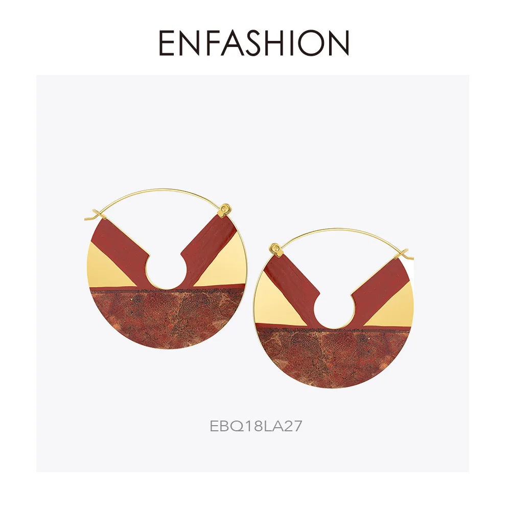 Enfashion лаковые художественные сережки, ручная роспись, висячие серьги с большими геометрическими фигурами для женщин, ювелирные изделия Oorbellen EBQ18 - Окраска металла: EBQ18LA27